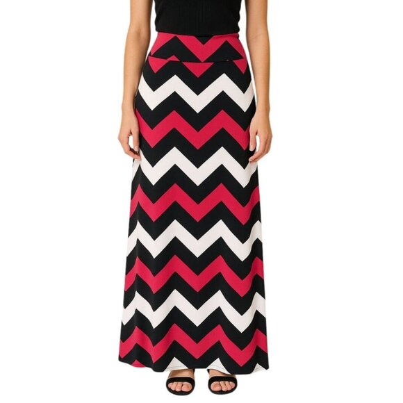 Tovia Womens Size Small Chevron Print Maxi Skirt High Waist Stretchy Fabric - Picture 1 of 7